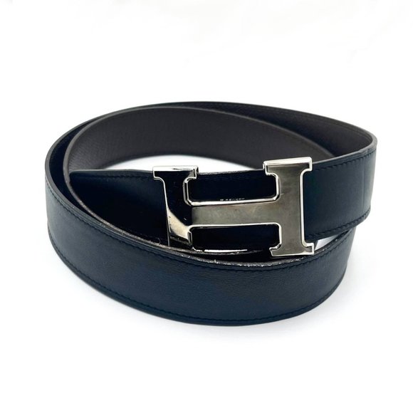 Hermes Constance 35mm Silver H Black Brown Reversible Belt 90cm - Picture 1 of 4
